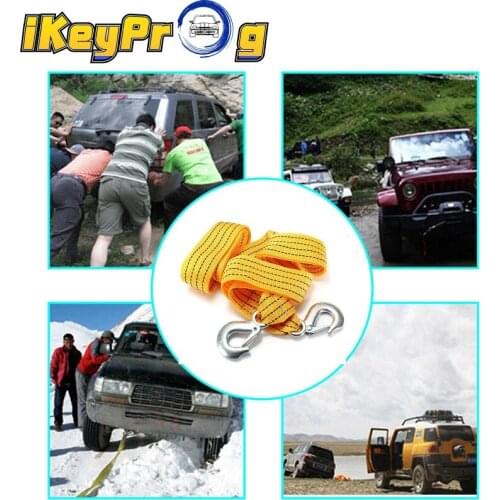 Car Nylon Heavy Tow Rope Duty Self-Rescue Strap Belt Strong Hook Towing Cable Trailer 3M 3Tons High Strength Car Rope Strap Tow