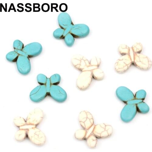 10 Pcs 20x25mm Big Butterfly Loose Spacer Natural Stone Beads Seed Beads For Jewelry Making wholesale DIY NASSBORO