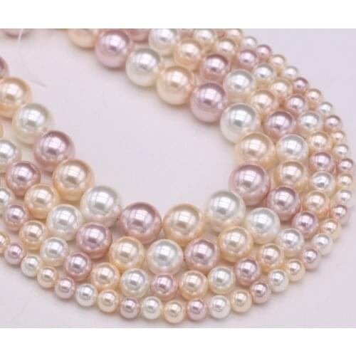 Natural Shell Bead Fritillary Round Mixed Color Beaded Loose Spacer Beads For Jewelry Making DIY Necklace Bracelet Accessory