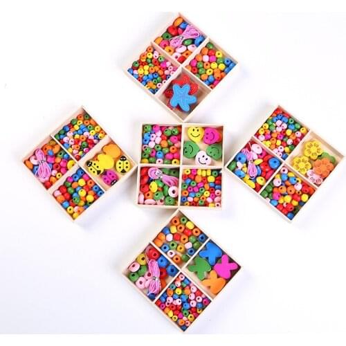DIY Handmade Beads Birthday Gift Childrens Toys Early Education Toy Art Craft Souptoys Wooden 1Box Necklace Building Kit