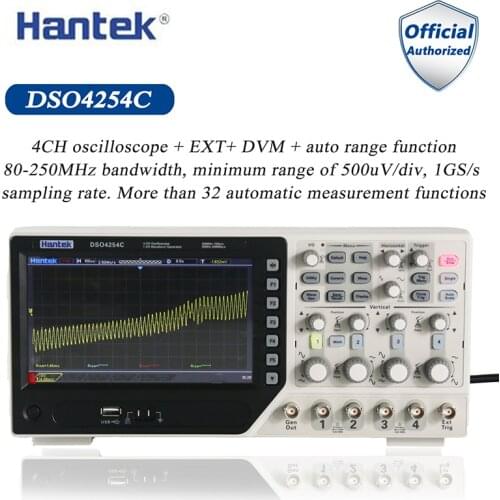 Hantek DSO4254C Digital Storage Oscilloscope 4 Channels 250Mhz LCD PC Portable USB Oscilloscopes +EXT+DVM+Auto range function