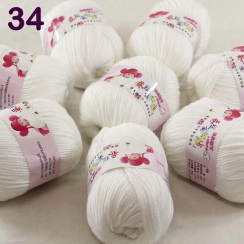 Color Optional 8 ballsX50g Cashmere Silk Velvet Children Hand Kintting Yarn White 18-34