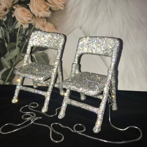 Sparkling Mini Chair All Rhinestone Messenger Decorative Chair for Personal Decor Desk Decor Home Accessories Crossbody Figurine