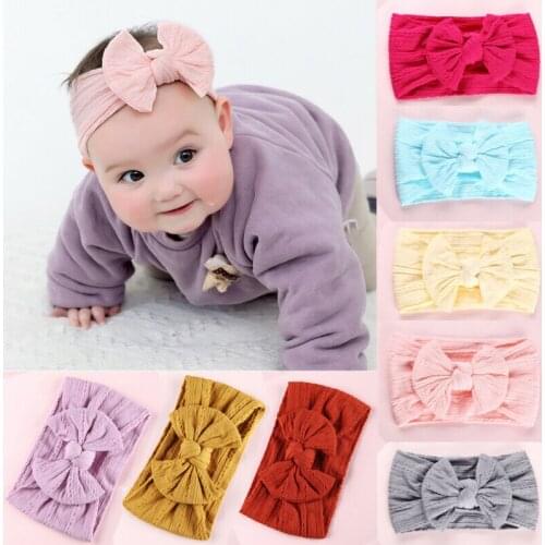 Kid Girl Baby Headband Toddler Bow Solid Hair Band Accessories Headwear