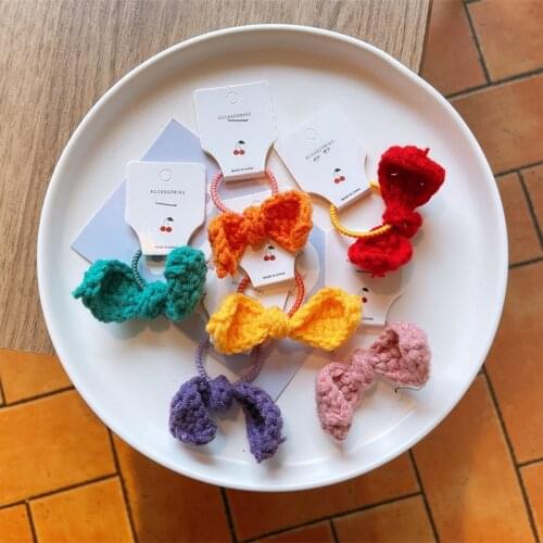 Children Elastic Hair Bands Girls Cute Knitting Bow Headband Hair Accessories Scrunchies Kids Headwear Headdress