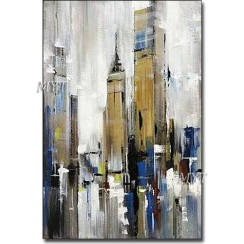 Home Decoration Showpieces Modern Gallery City Scenery Art Oil Painting Handmade Acrylic Artwork Canvas Wall Art High Quality