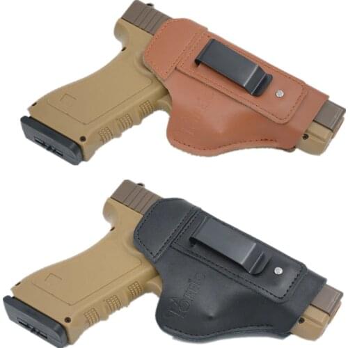 Leather Gun Holster For Glock 17 19 25 26 27 43 43x 48 Taurus G2C PT111 PT140 PT938 M&P Shield 9mm Concealed Carry Iwb