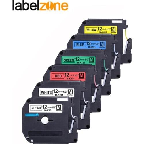 6PACK Combo set Compatible for Brother p-touch printer M-K231 MK131 MK431 MK531 MK631 MK7331 MK-231 mk231 for Brother M tapes