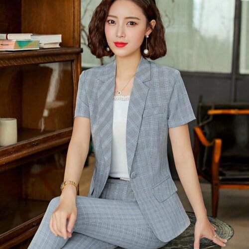 Womens suit summer and autumn new high-end fashion temperament lapel professional suit wild trousers womens two-piece suit