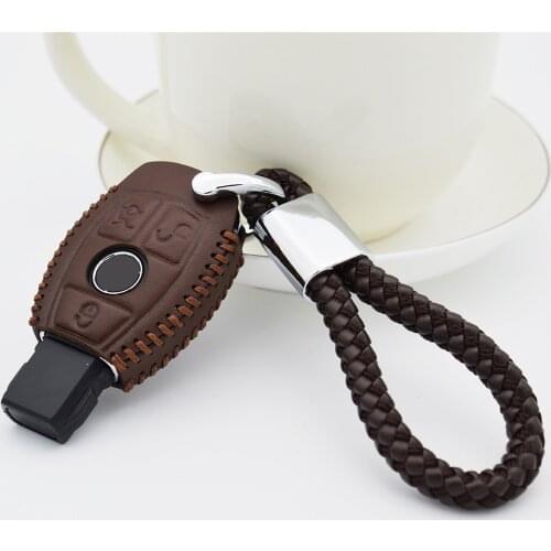 Leather Car Key Cover Case For Mercedes Benz CLS CLA GLR SLK AMG A B C S E Class W203 W204 W212 C180 GLK300 CLK W210 W211 W124