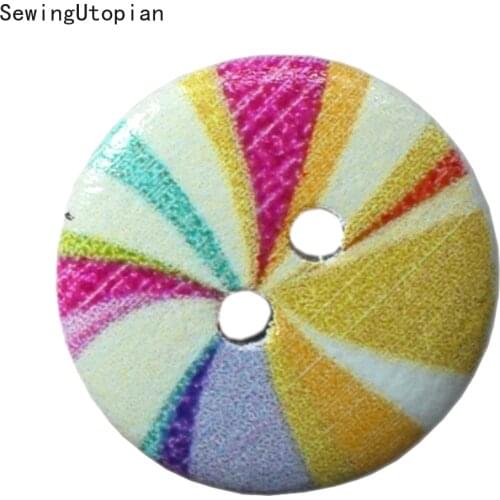 100PCS 2 Hole Printing Flowers Round Wooden Buttons Home Clothing Decor Sewing Scrapbooking Card Making DIY 15mm Wood Button