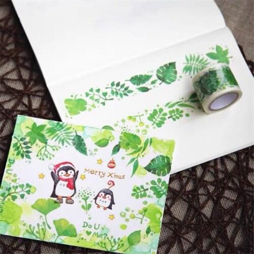 Whisper of Green Leaves Bullet Journal Masking Tape Adhesive Tape DIY Scrapbooking Sticker Label Washi Tapes