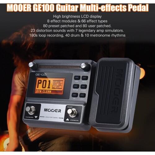 MOOER GE100 Guitar pedal Multi-Effect Processor Pedal With Large LCD Display Loop Recording Chord Course Function guitar pedal