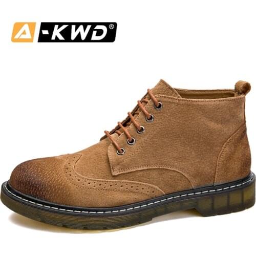 2020 Men Boots Leather Spring Autumn Style Ankle Boots Men Lace Up Rubber Sole Footwear Fashion Casual Shoes Men Botas Hombre