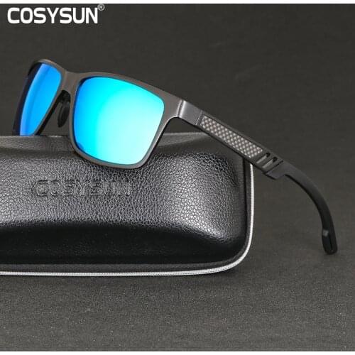 COSYSUN Polarized Square Metal Frame Male Sun Glasses fishing Driving Sunglasses Brand NEW Fashion Sunglasses Men UV400
