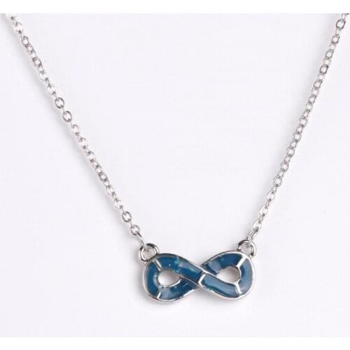 Fun And Unique 8-character Design Blue Imitation Opal Pendant Necklace Fashion Jewelry Women Wedding Birthday Party Gifts