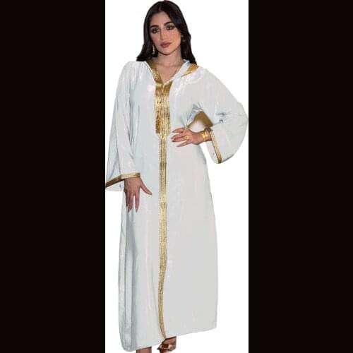 Latest New Designs Embroidery Islamic Clothing Fashion Arabic Style Dubai Muslim Abaya white color