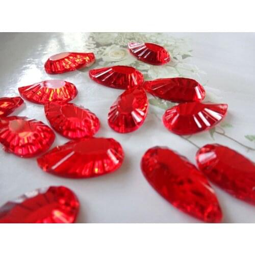 Wholesale red Acrylic Crystal 11*21mm sew on Rhinestone water drop shape strass Diamond Gemstone 100pcs/lot
