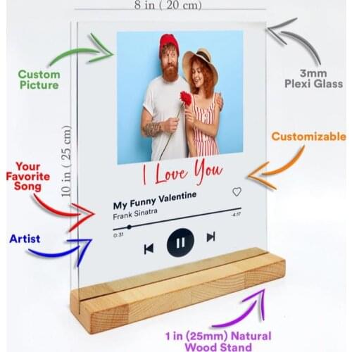 Custom Spotify Code Acrylic Music Board Spotify Glass Personal Photo Style Couple Acrylic Anniversary Photo Album Plaque