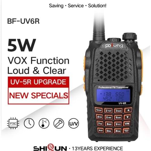 Baofeng UV-6R Walkie Talkie 5W Radio UHF VHF Dual Band UV 6R CB Radio Upgrade of UV-5R Baofeng Talkie HF Transceiver for Hunting