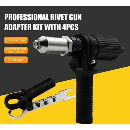 Professional Rivet Gun Adapter Kit With 4Pcs Different Nozzle Bolts