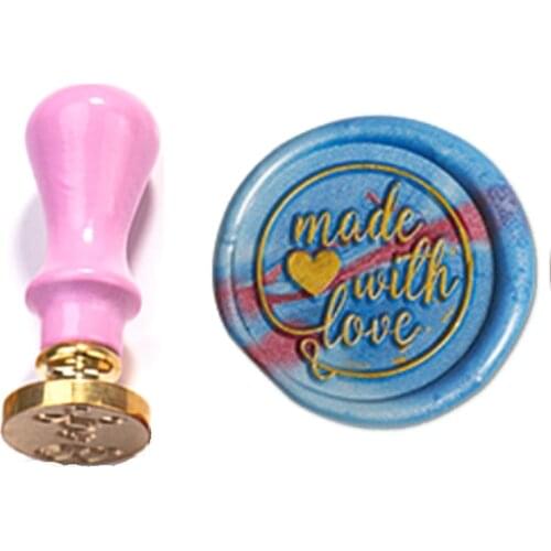 Made with Love Wax Stamp Exquisite Paint pink mini handle,DIY Ancient Seal Retro Stamp,Personalized Stamp Wax Seal High Quality