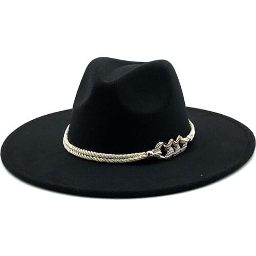 Big Black/white Wide Brim Simple Church Derby Top Hat Panama Solid Felt Fedoras Hat for Men Women artificial wool Blend Jazz Cap