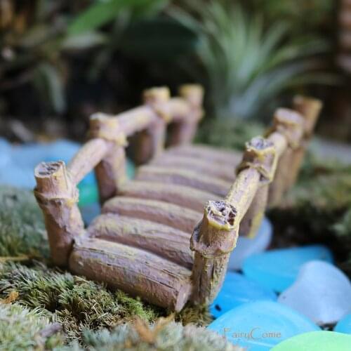 Fairy Garden Bridge Resin Imitation Wood Miniature Garden Bridge Bonsai Mini Gnome Zen Fairy Garden Decoration Ornament Supplies