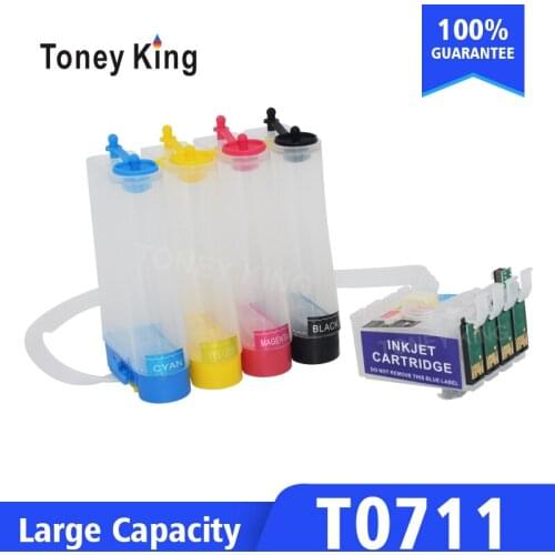 Toney King T0711 Continuous Ink System Kit For Epson Stylus D120 DX7400 DX7450 DX8400 DX8450 Printer With Reset Chip