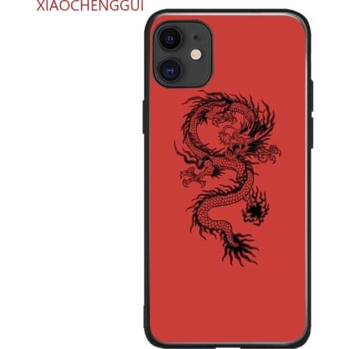 XIAOCHENGGUI 5 5S SE 2020 Phone Cover Case for iPhone 6 6S 7 8 Plus X Xs XR 11 12 Mini Pro Max Rubber Silicone Red Dragon Fundas
