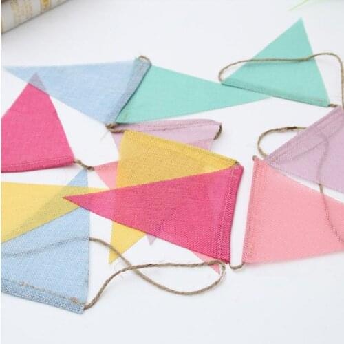 Colorful Jute Linen Flags Pennant Birthday Bunting Banners Wall Hanging Wedding Hanging Banner Party Garland for Home Decor