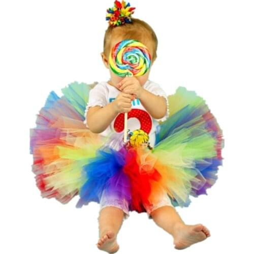 Toddler Girls Tutu Skirt Baby Birthday Party Dance Ballet Tutu Skirt Rainbow Color Fluffy Hande made Tulle Skirts