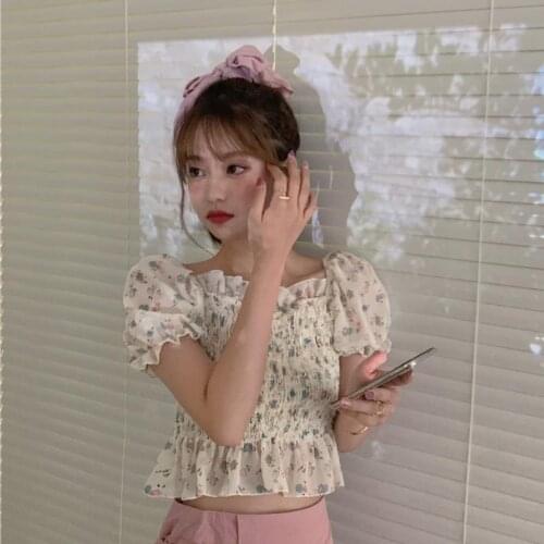 Women Blouse Shirt 2021 Square Collar Top Puff Sleeve Chiffon Shirt for Women Summer Blusas Ropa De Mujer