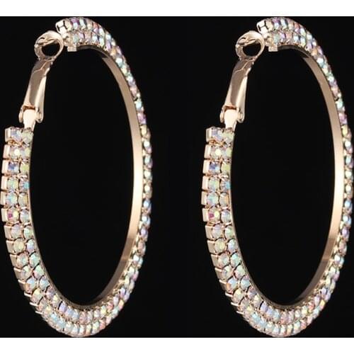 YFJEWE Fashion Oversize Circle Hoop Earrings for Women external diameter 60mm Crystal Round Earring Party Jewelry Gift E609