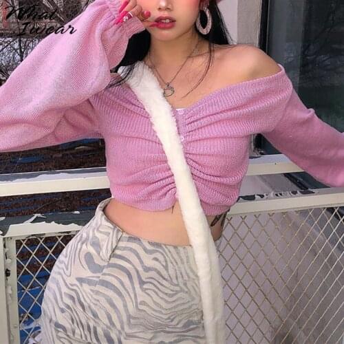 Women Casual Knitted Sweater Streetwear v neck long Sleeve Pink cardigan single breasted knit shirt Autumn winter clothes