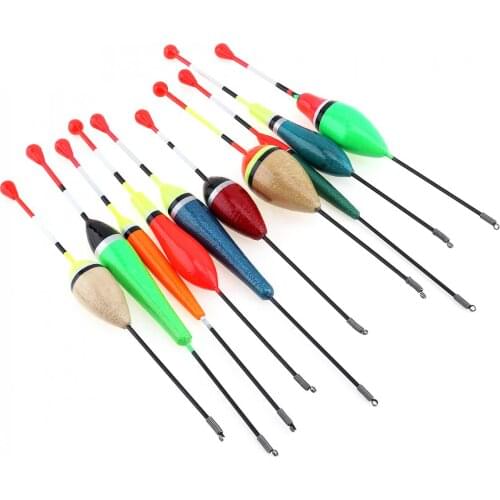 10pcs/lot Durable Mixed Size Colorful Fishing Float Balsa Bobber 14.8cm - 17.1cm 1g - 4g for Rock Lakes Reservoir Fishing