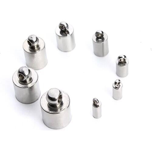 20pcs 2/2.5/3/4/5/6/7/8mm Stainless Steel Silver Tone End Caps Crimp Beads Covers Connectors for DIY Jewelry Making Findings