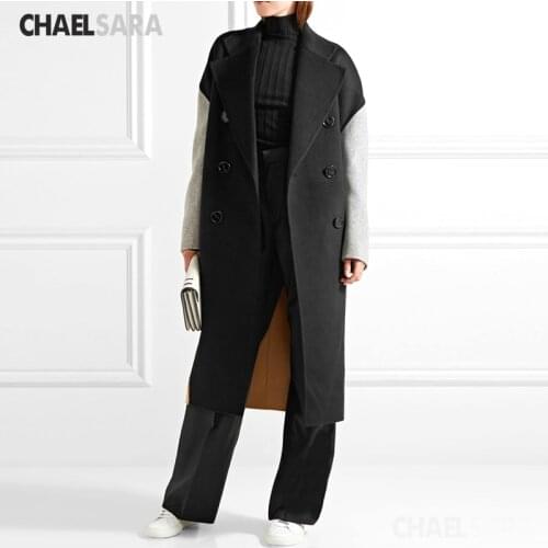 2020 New Winter Wool Patchwork Long Woolen Coat Female Elegant Double Breasted Spring Autumn Women Coat