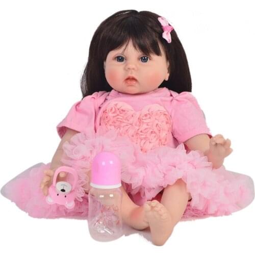 22"55cm Reborn soft silicone vinyl babies wholesale lifelike pink clothes bonecas Handmade fashion DIY Xmas Gifts toys for sale