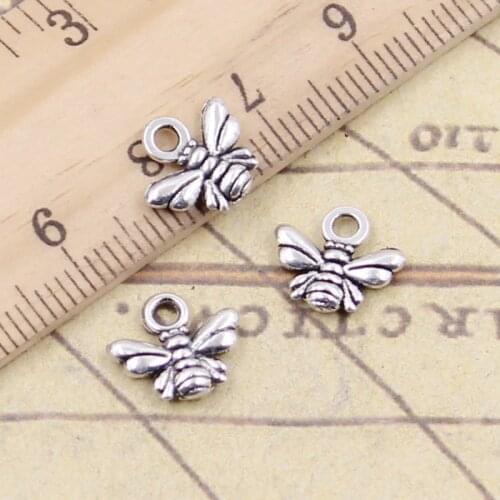30pcs Charms Bee 10x11mm Tibetan Bronze Silver Color Pendants Antique Jewelry Making DIY Handmade Craft