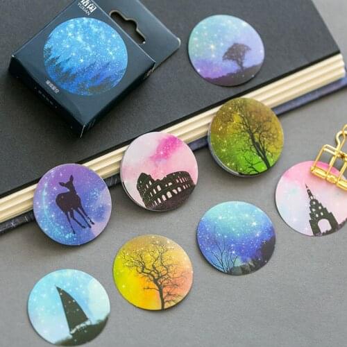 45pcs/box Pretty Starry Sky Mini Journal Stickers Filofax Paper Label DIY For Record Travel Life Log Sticker Stationery Supplies