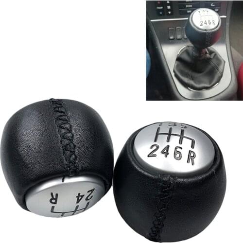 5/6 Speed For Alfa Romeo GT 147 166 3.2 V6 Mannual Black Leather Cover Gear Shift Knob Lever Stick Pen Shifter Head Handball