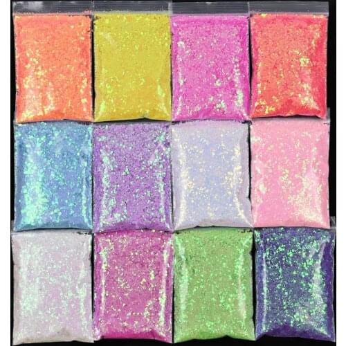 50g/Bag Chameleon Glitter, Chunky Mixed Holographic Metallic Color Shift Blend Mix Bundle Bulk Loose Sequins Glitter Slice H