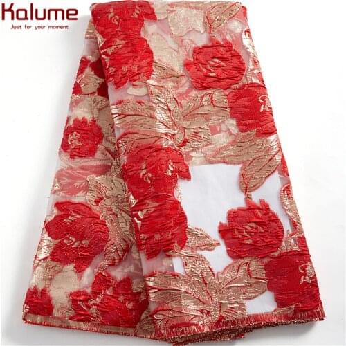 Kalume African Lace Fabric 2021 High Quality Tissue Diy Dress African Gilding Lace Fabric Tissue For Wedding Party Dress H2476