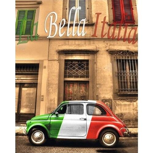 NEW 5D DIY Diamond Painting Car Scenery Diamond Embroidery Cross Stitch Mosaic Italia City Needlework Home Decor Round Drill