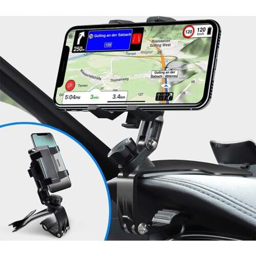 360 Degree Dashboard Car Phone Holder Universal GPS Navigation Smartphone Stands Rearview Mirror Sun Visor Mount Bracket