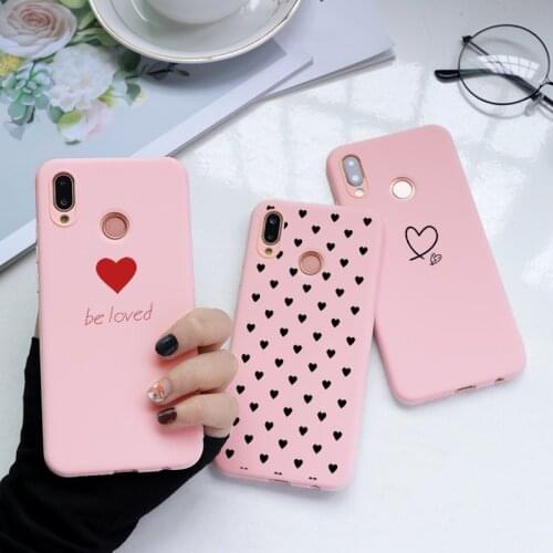 Pink TPU Heart Case For Huawei P Smart P30 P20 Lite 2019 Nova 3 3i 4 5 3e 4e 2i 2 Lite Y9 Y7 Y5 Prime Y6 Pro 2018 2019 Funda