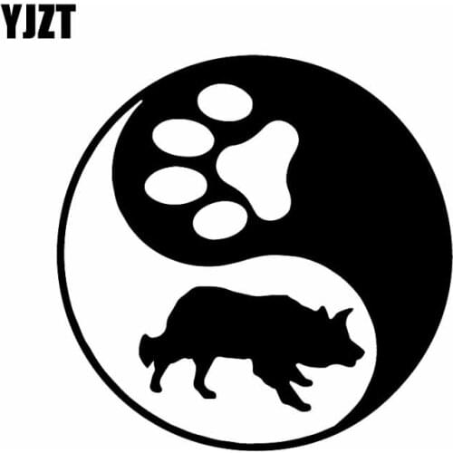 YJZT 14.6X14.6CM Yin Yang Border Collie Dog Car Sticker Vinyl Decal Art Decoration Black/Silver C24-1282
