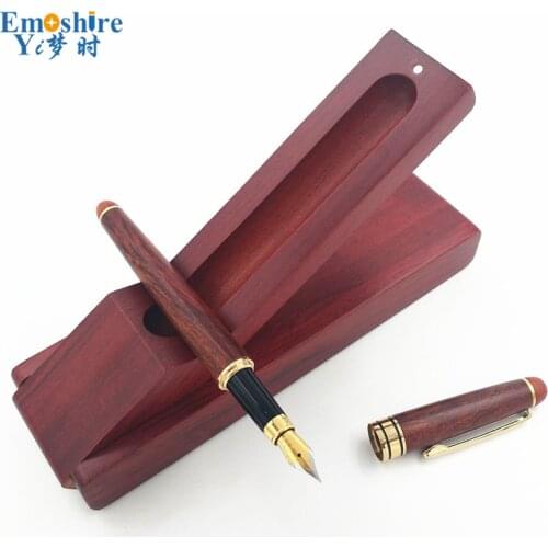 Emoshire Business Gift Set for Business Man Mens Collection Luxury Wooden Pen Wedding Gift Pen Set Vintage Fountain Pen PC001-F