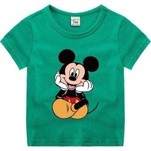 Disney Minnie Mickey T Shirt Summer Cartoon Print Baby Boy Tops Tees Kids Toddler Girl T-Shirt Casual Childrens clothes